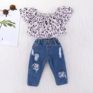 2-piece Leopard Top and Pants for Toddler Wholesale children's clothing