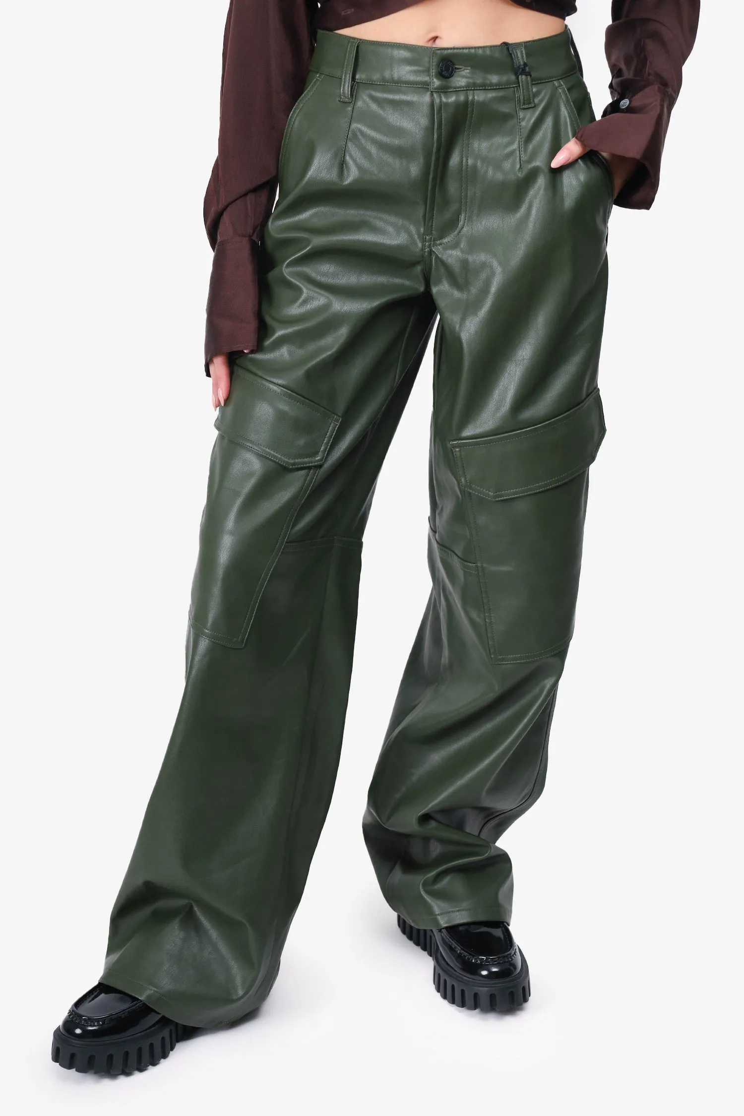 AFRM Green Faux Leather Cargo Pants Size 23