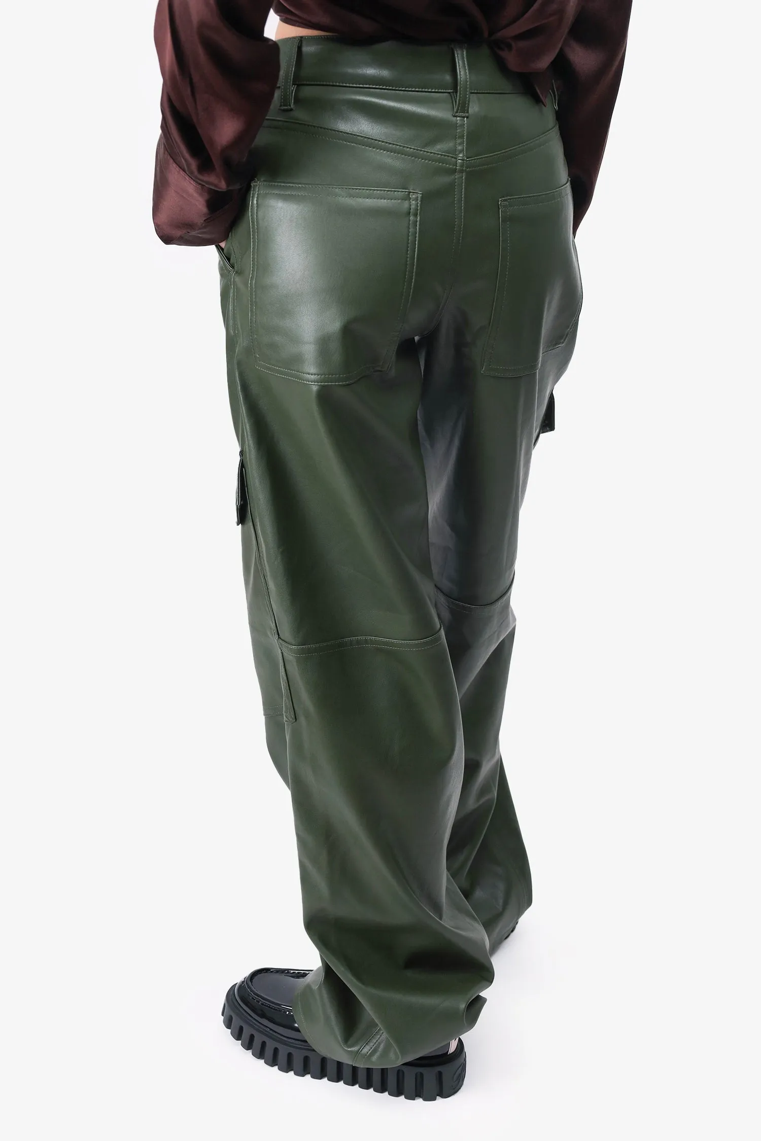 AFRM Green Faux Leather Cargo Pants Size 23