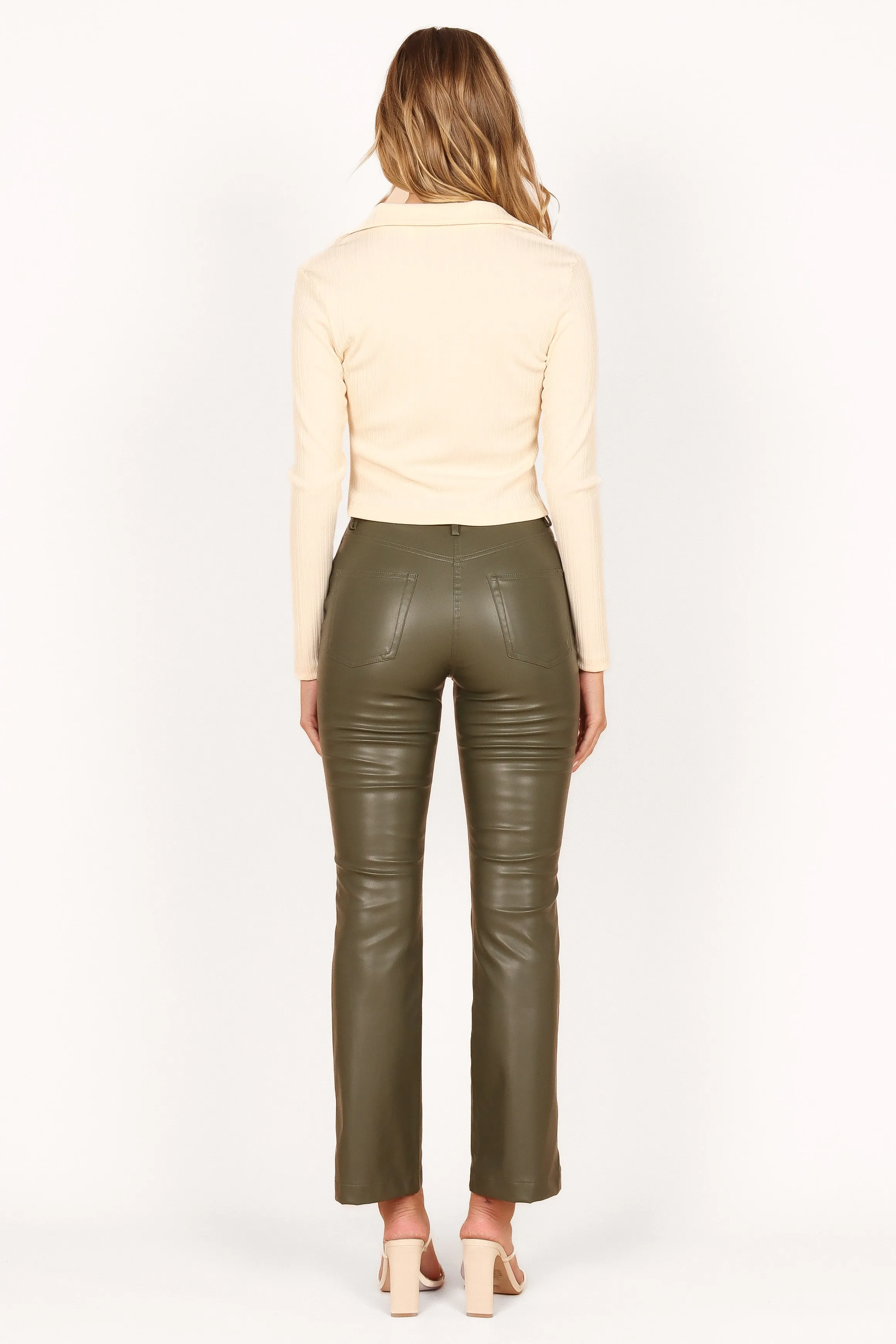 Ashley Faux Leather Pants - Olive