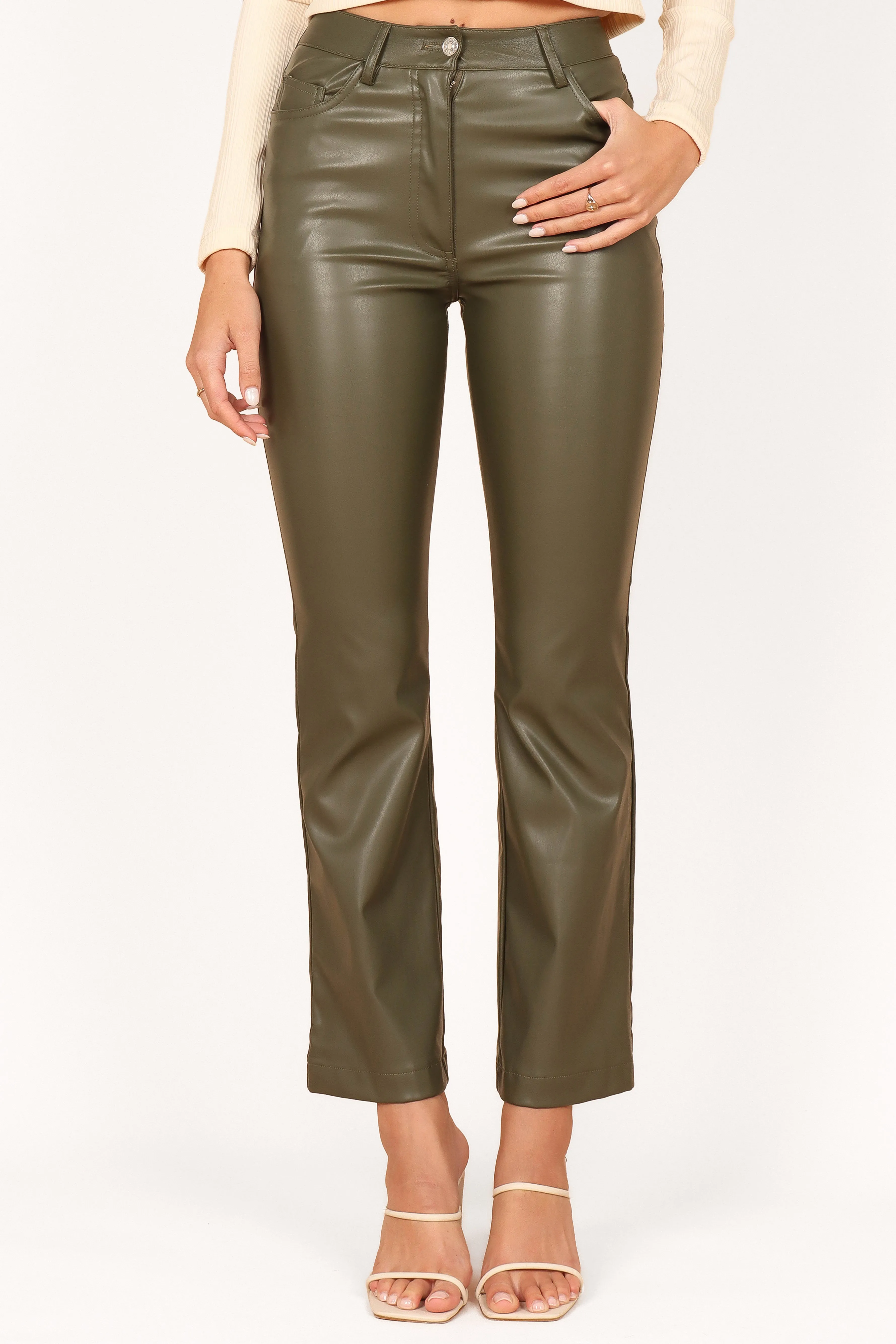 Ashley Faux Leather Pants - Olive