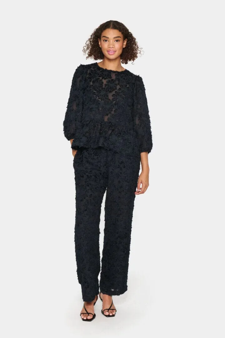 BLACK FLORAL CUT OUT LACE PANT