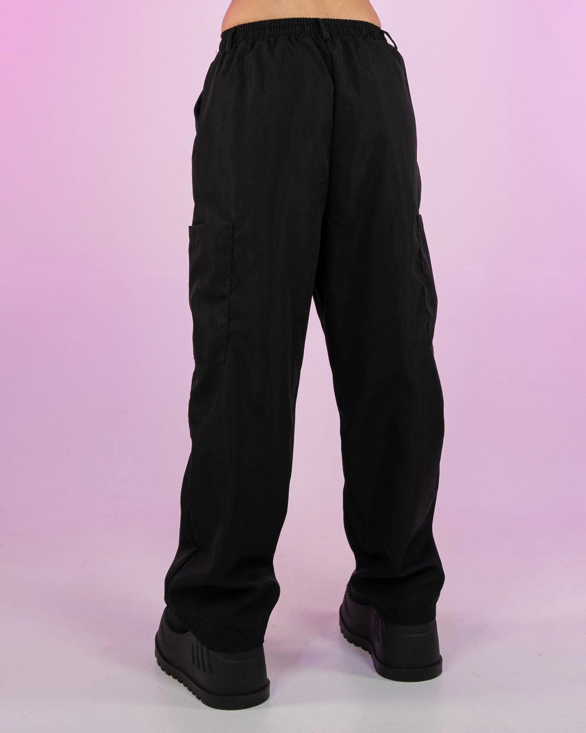 Black Oversize Wide Leg Cargo Pants