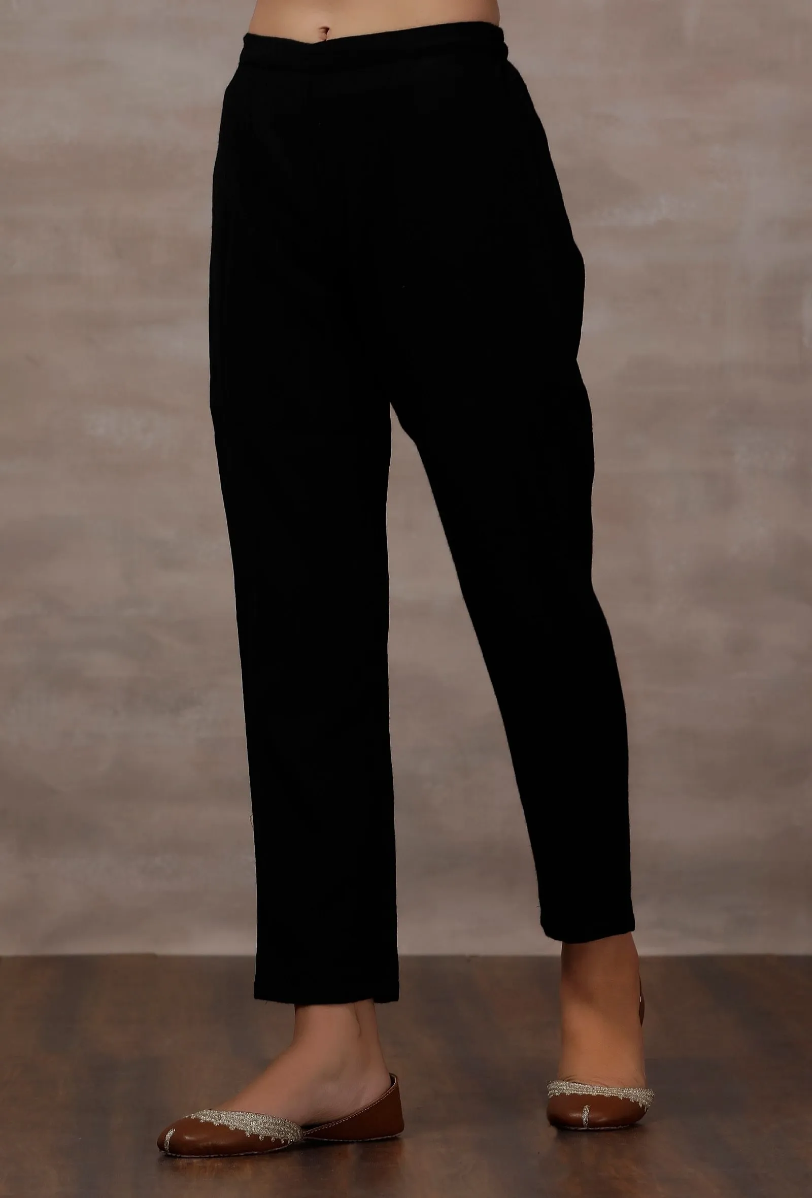 Black Straight Cashmilon Pants