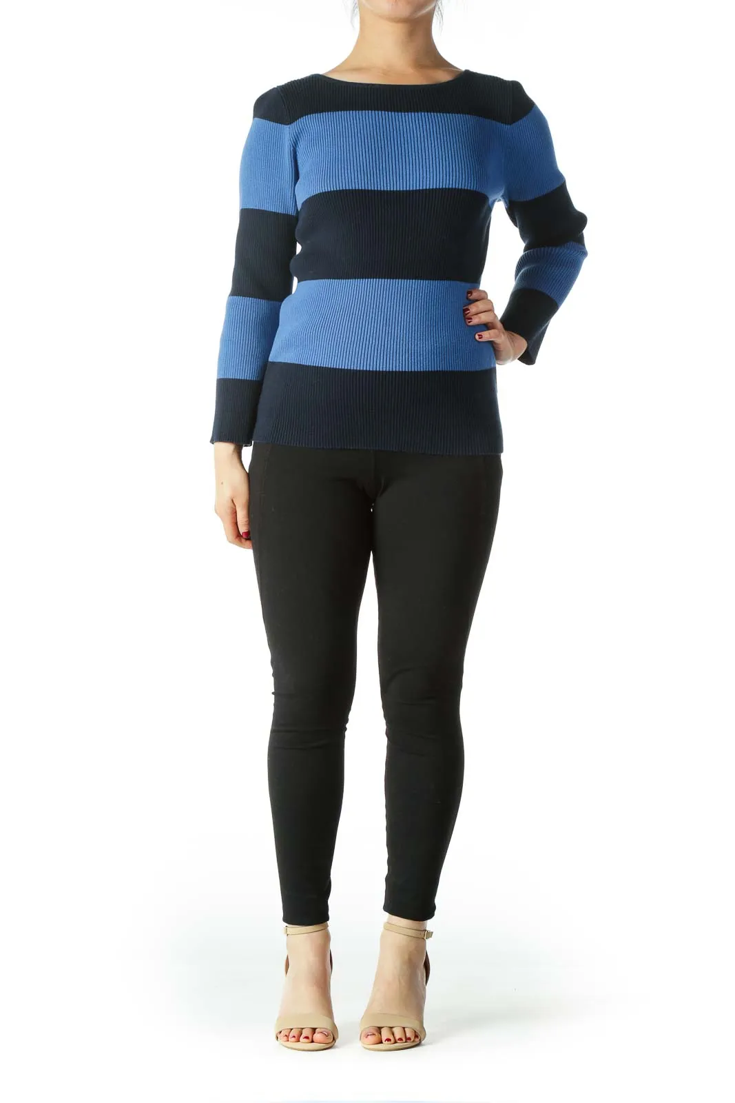 Blue and Navy Striped Sweater