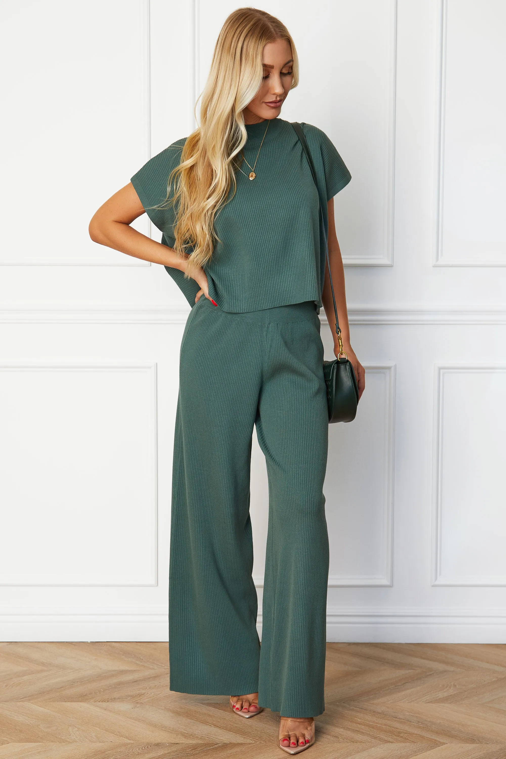 Carlie Green Top and Pants Set