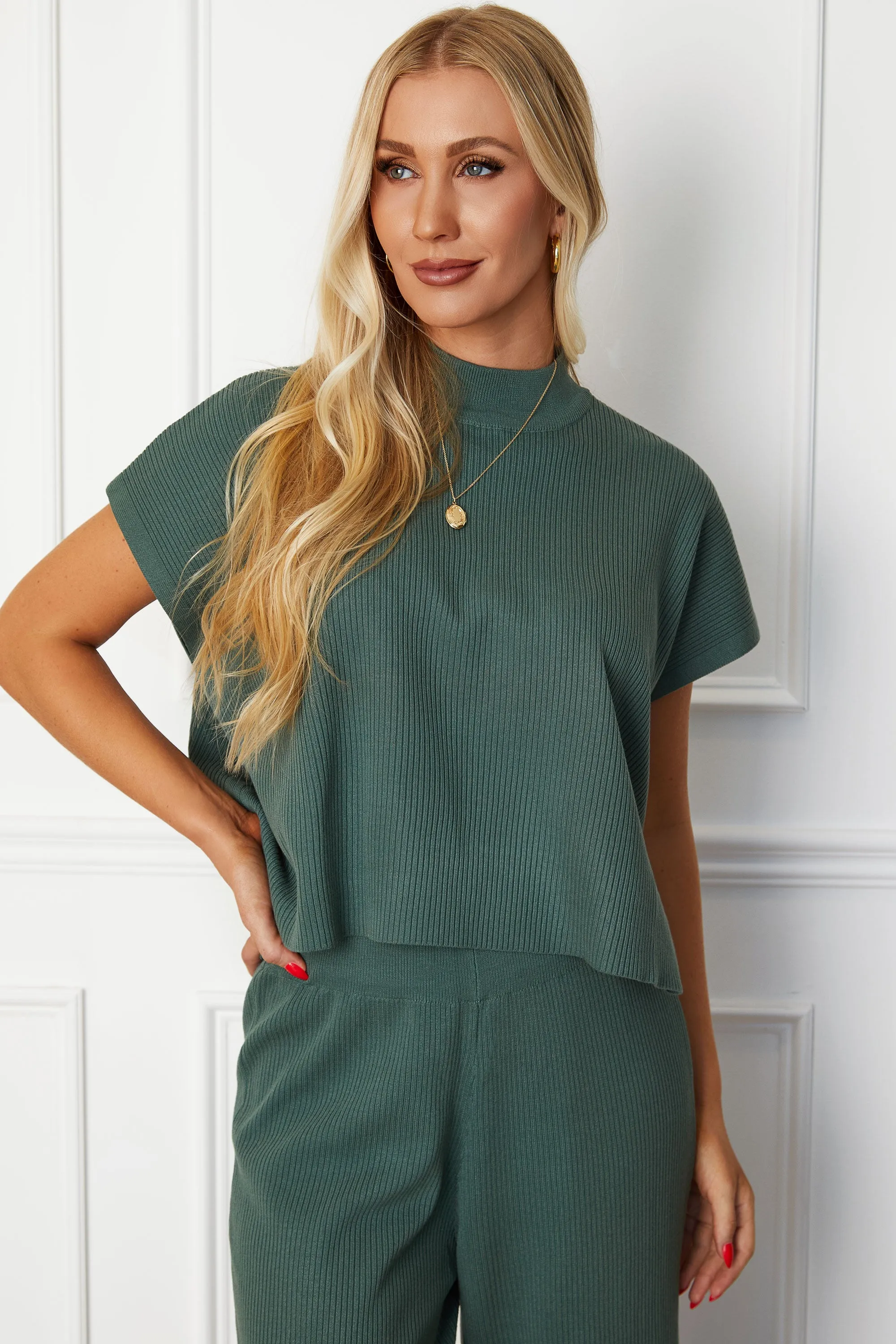 Carlie Green Top and Pants Set