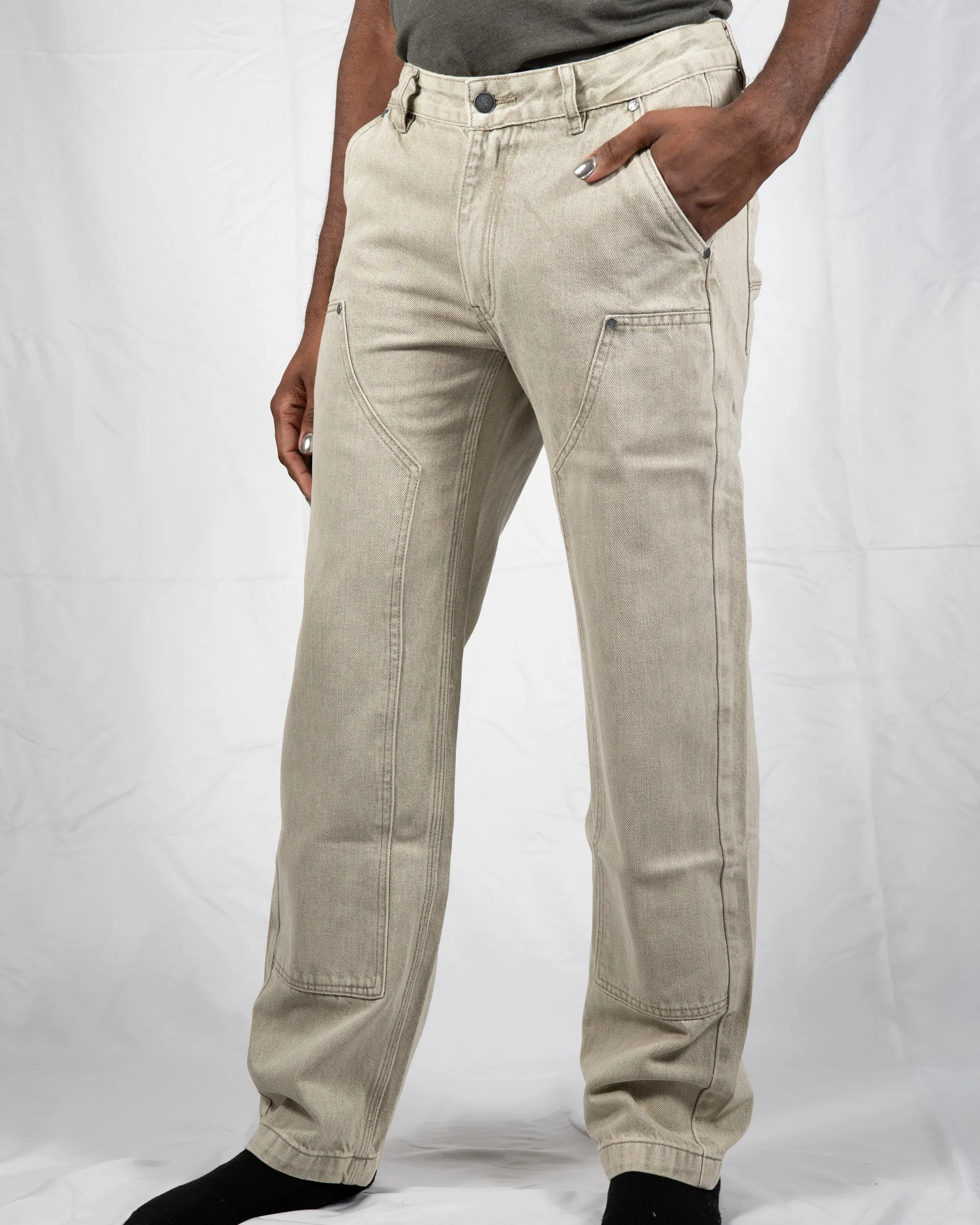 Carpenter Denim Pants - Light Olive