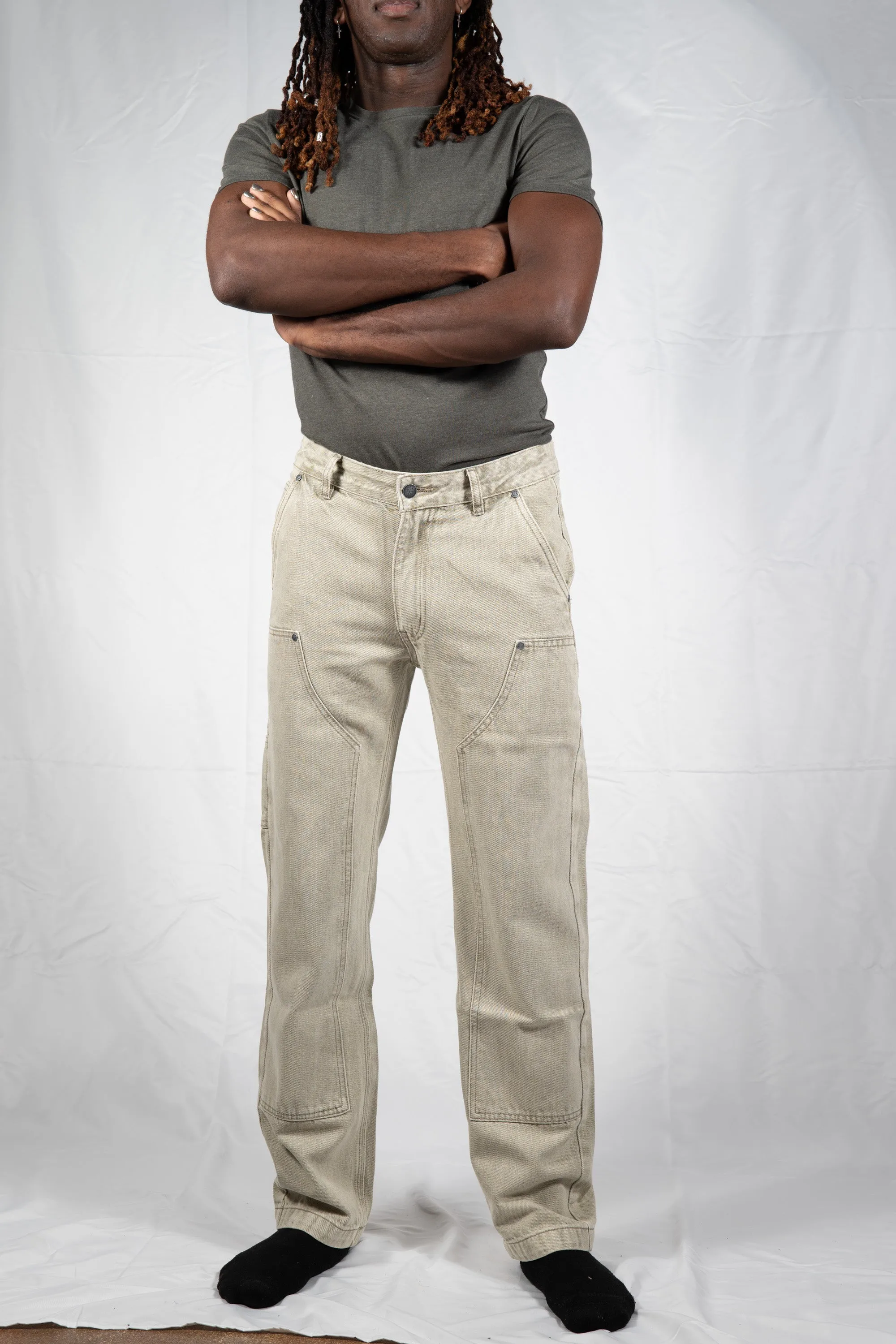 Carpenter Denim Pants - Light Olive