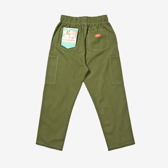 Chef Pants Semi-wide  Front Pocket - Olive Duck Canvas