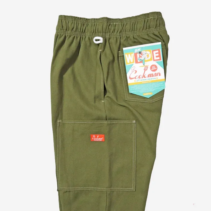 Chef Pants Semi-wide  Front Pocket - Olive Duck Canvas