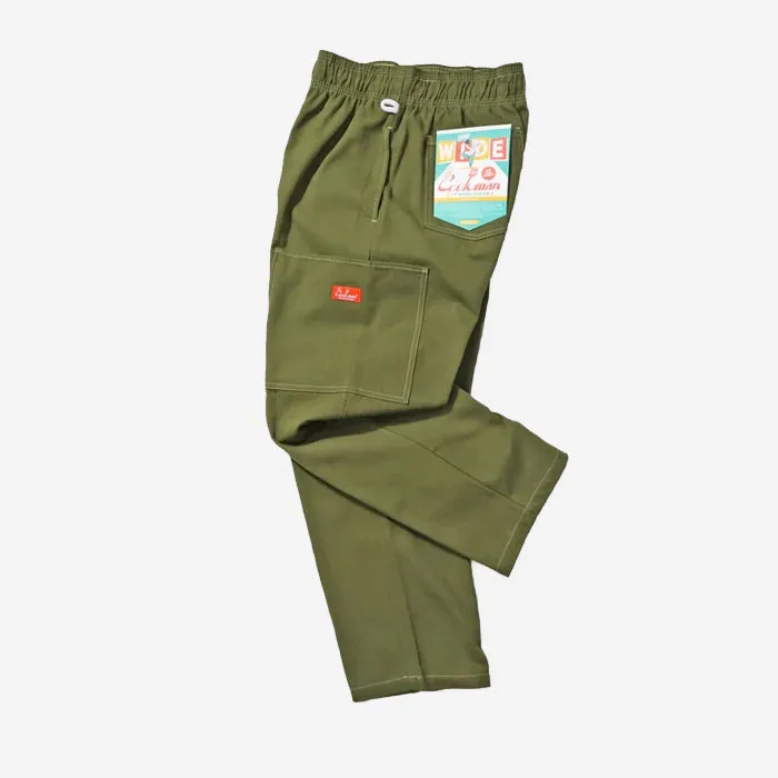 Chef Pants Semi-wide  Front Pocket - Olive Duck Canvas