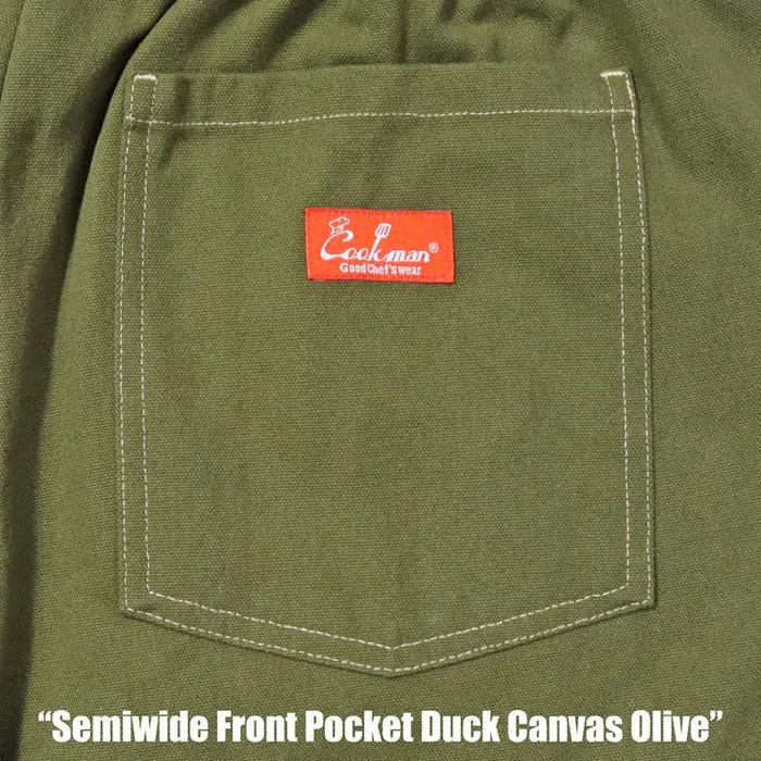 Chef Pants Semi-wide  Front Pocket - Olive Duck Canvas