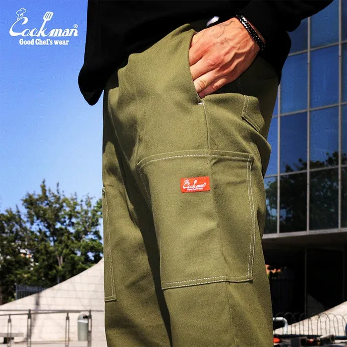 Chef Pants Semi-wide  Front Pocket - Olive Duck Canvas