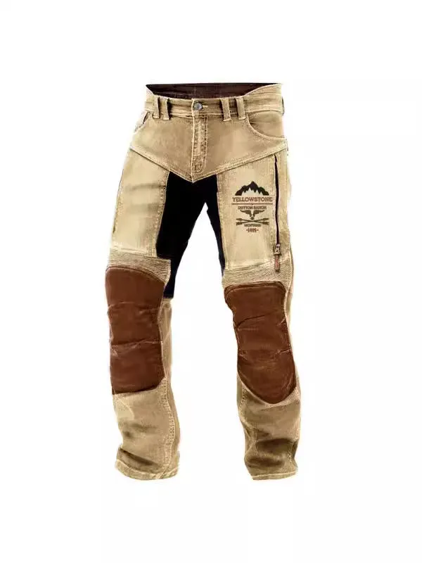 Classic Yellowstone National Park Washed Cotton Pants with Zipper Pockets