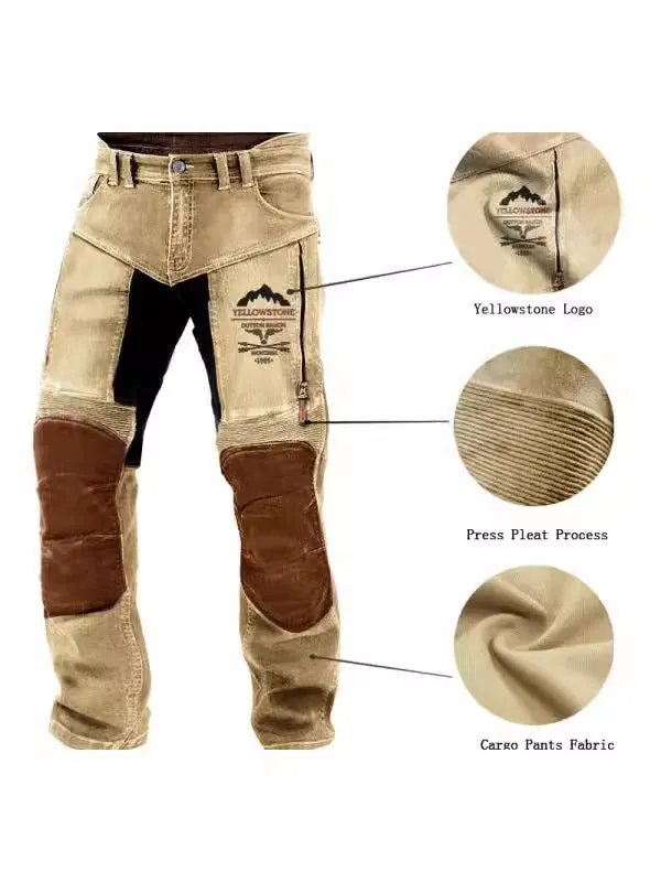 Classic Yellowstone National Park Washed Cotton Pants with Zipper Pockets