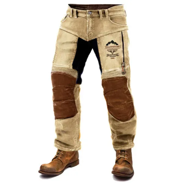 Classic Yellowstone National Park Washed Cotton Pants with Zipper Pockets