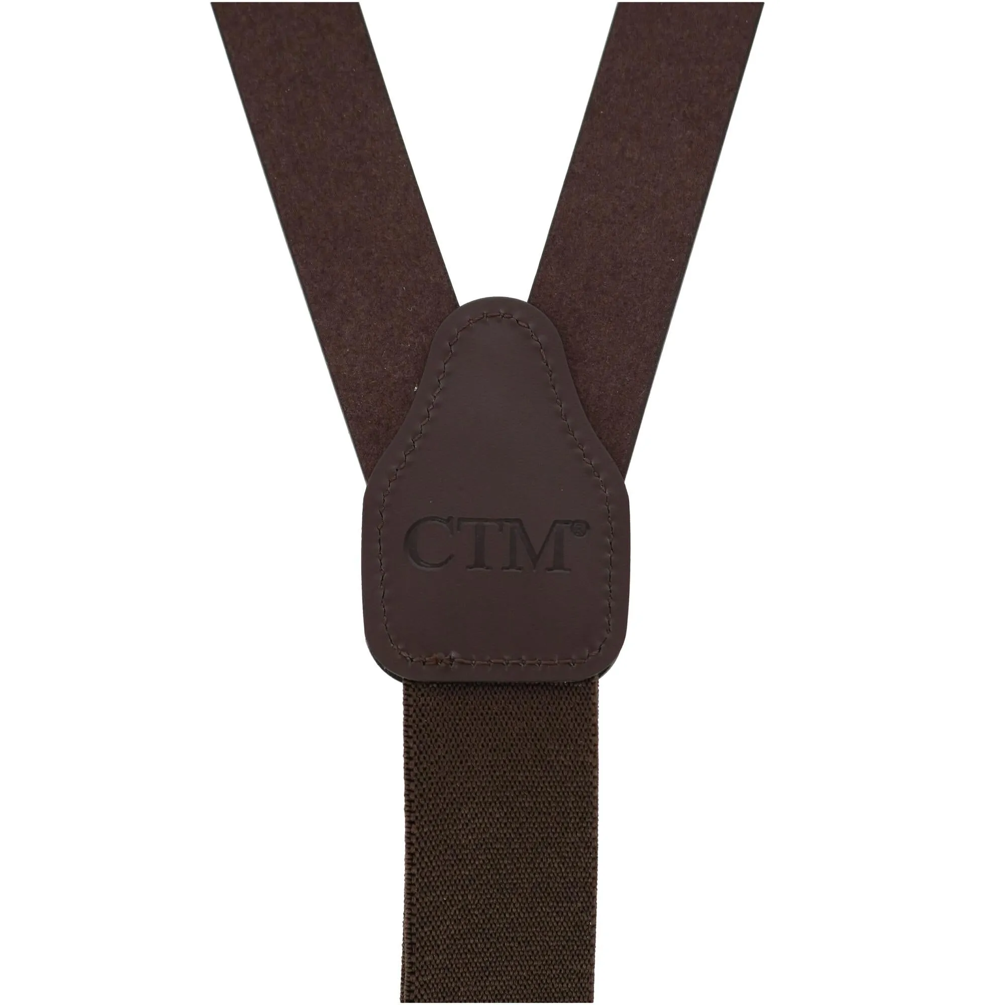 CTM® Men's Coated Leather Buckle Strap Suspenders with Metal Swivel Hook Ends