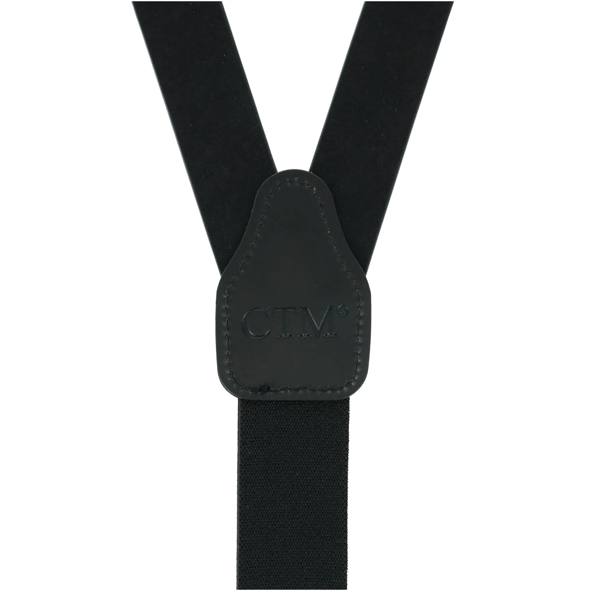 CTM® Men's Coated Leather Buckle Strap Suspenders with Metal Swivel Hook Ends