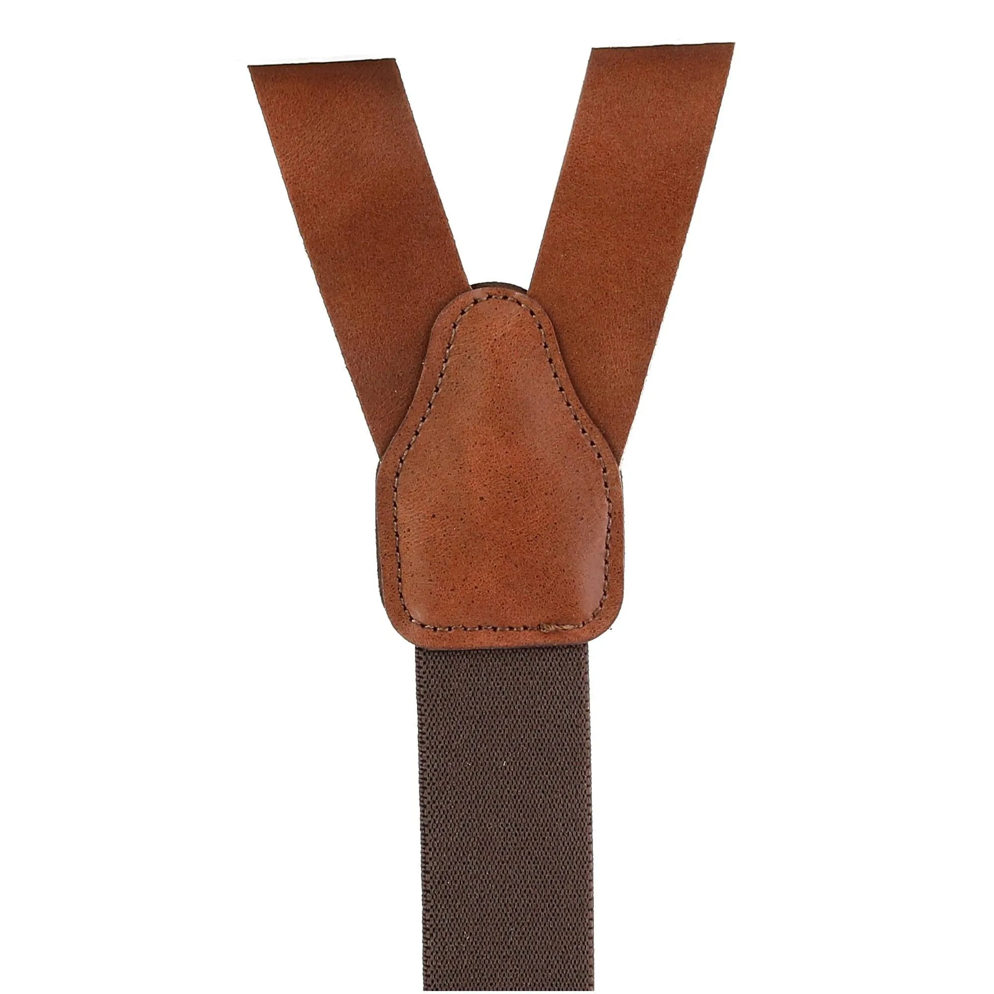 CTM® Men's Coated Leather Button-End 1 Inch Suspenders