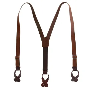 CTM® Men's Coated Leather Button-End 1 Inch Suspenders