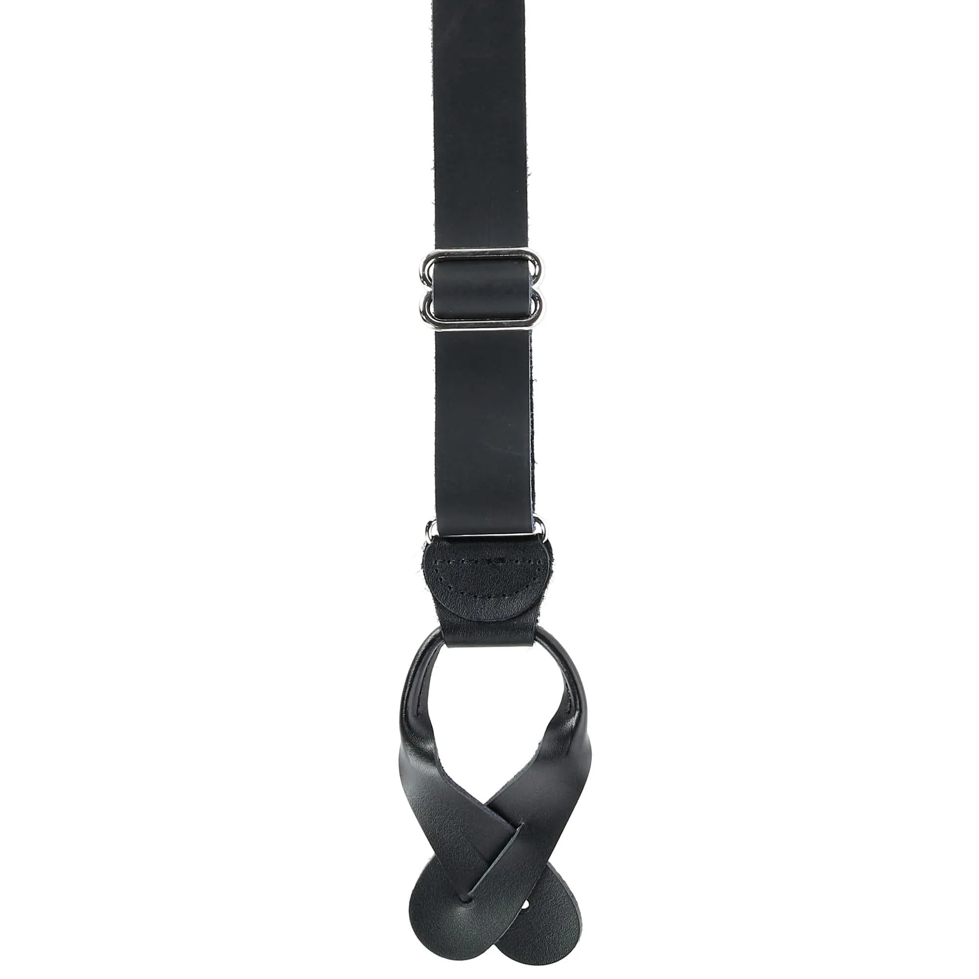 CTM® Men's Coated Leather Button-End 1 Inch Suspenders