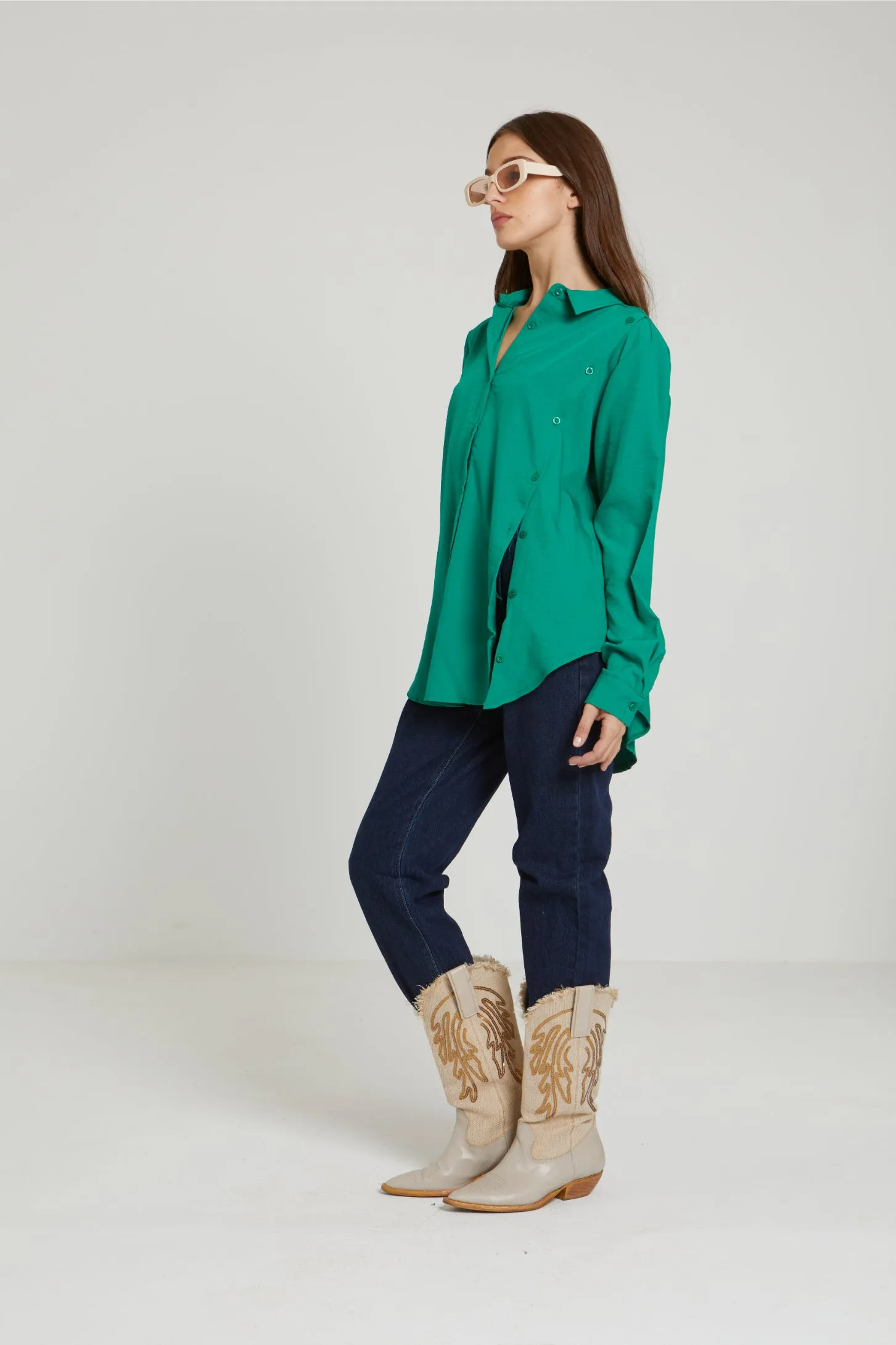 CUBA ASYMMETRIC SHIRT - GREEN