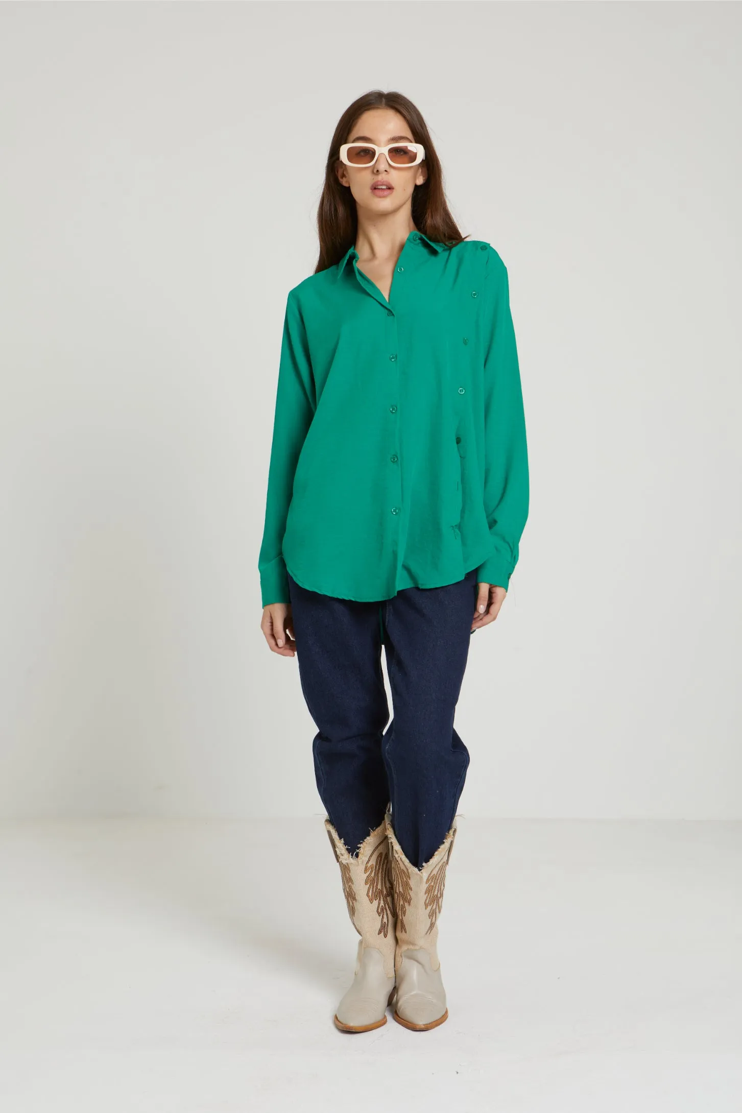 CUBA ASYMMETRIC SHIRT - GREEN