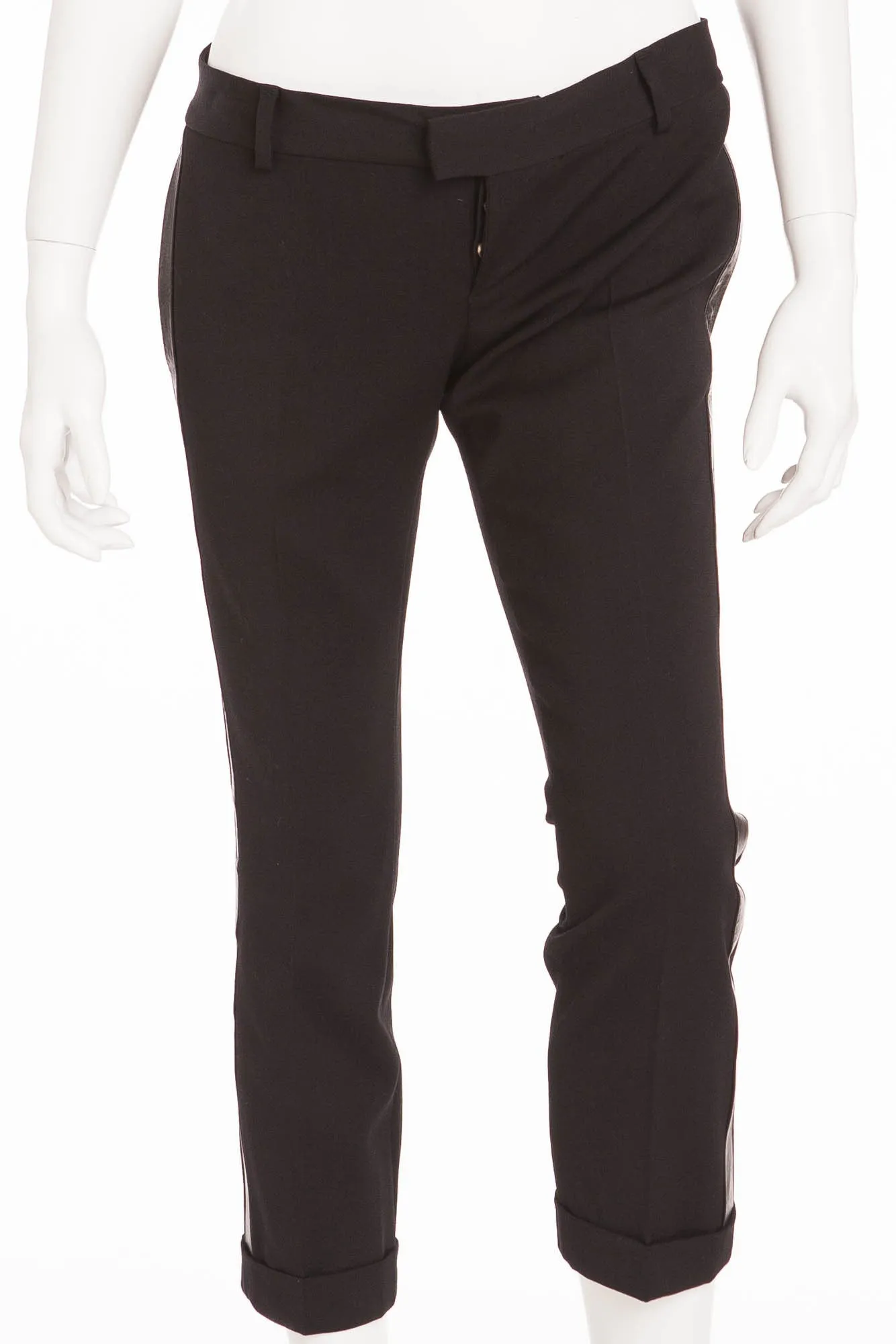 Dsquared2 - Black Pants with Leather Trim - IT 42