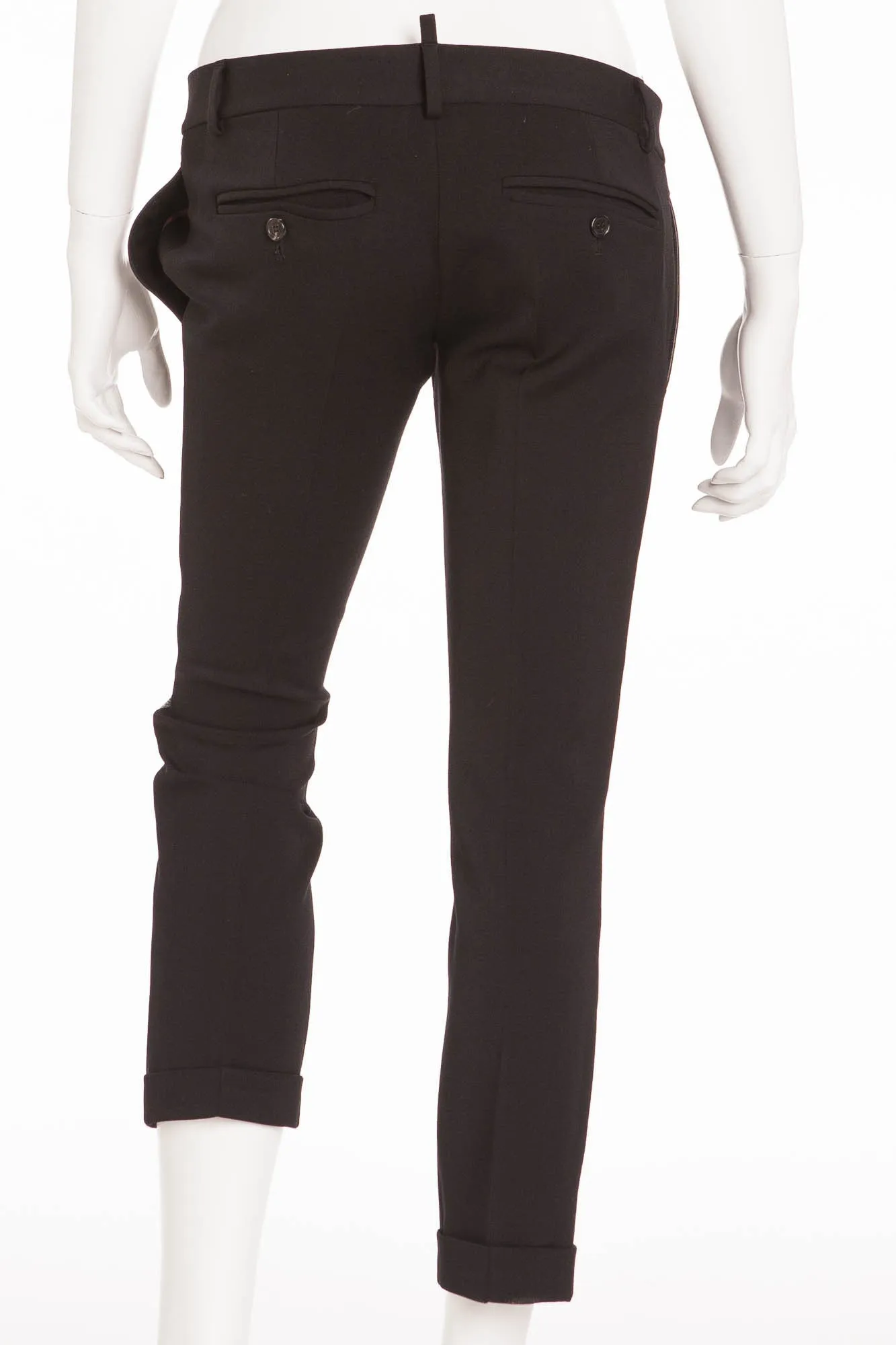 Dsquared2 - Black Pants with Leather Trim - IT 42