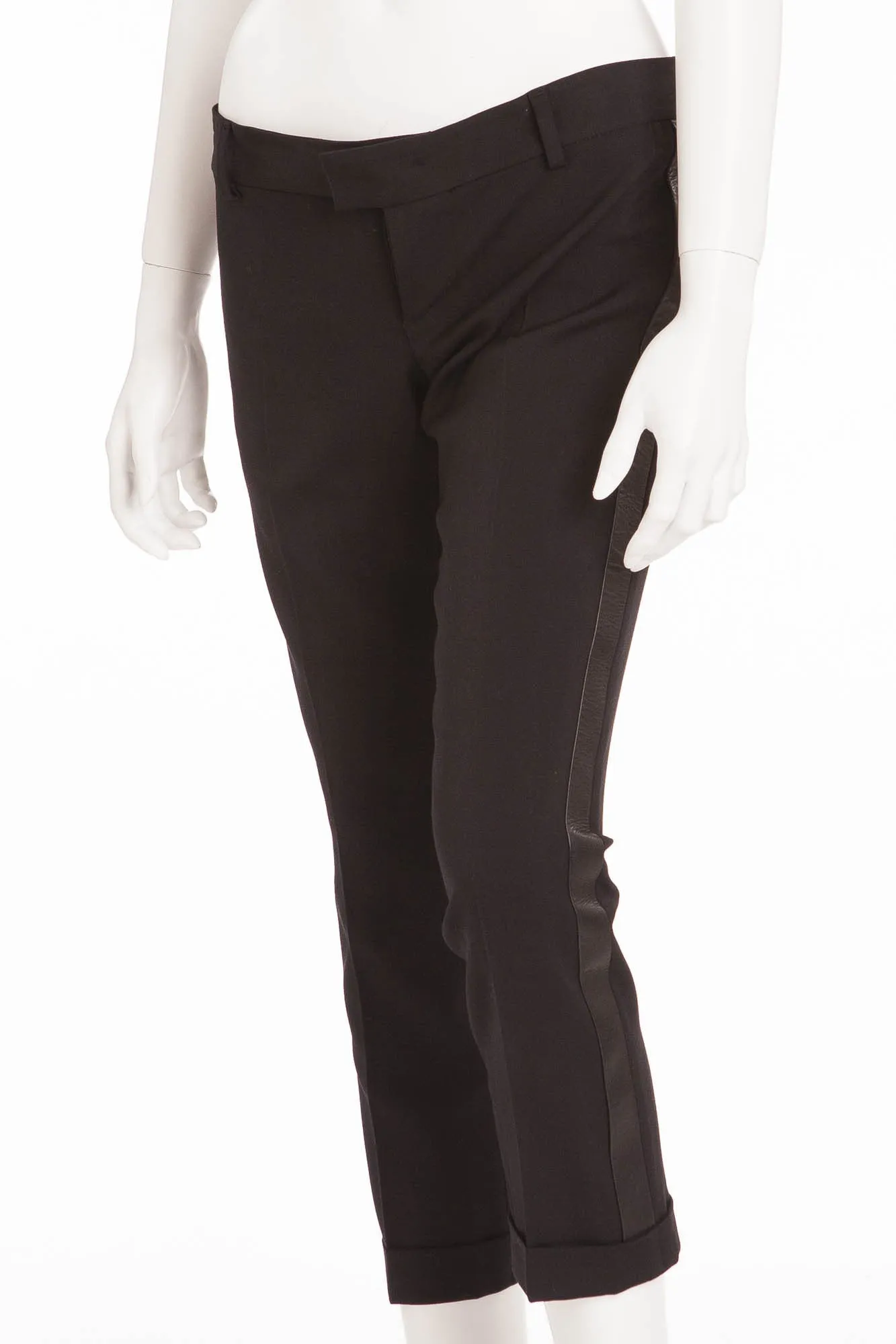 Dsquared2 - Black Pants with Leather Trim - IT 42