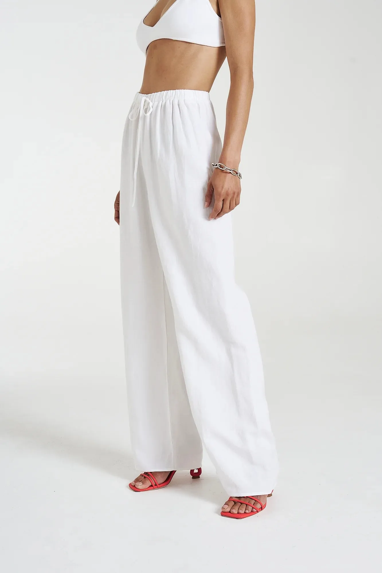 Elastic Waist Pants - Angelic White