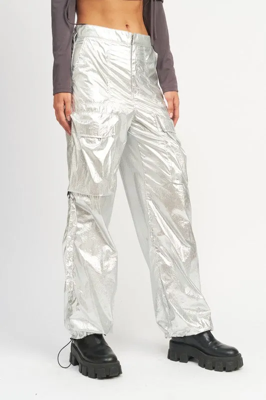 Emory Park METALLIC CARGO PANTS