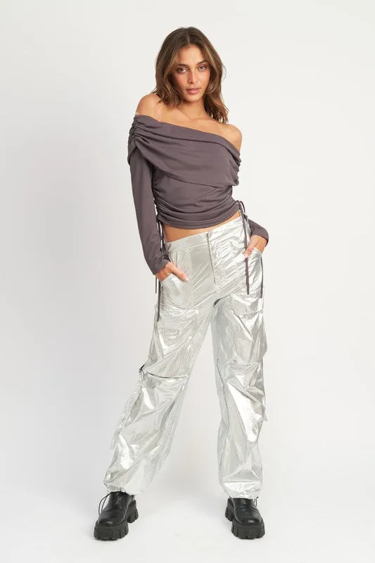 Emory Park METALLIC CARGO PANTS