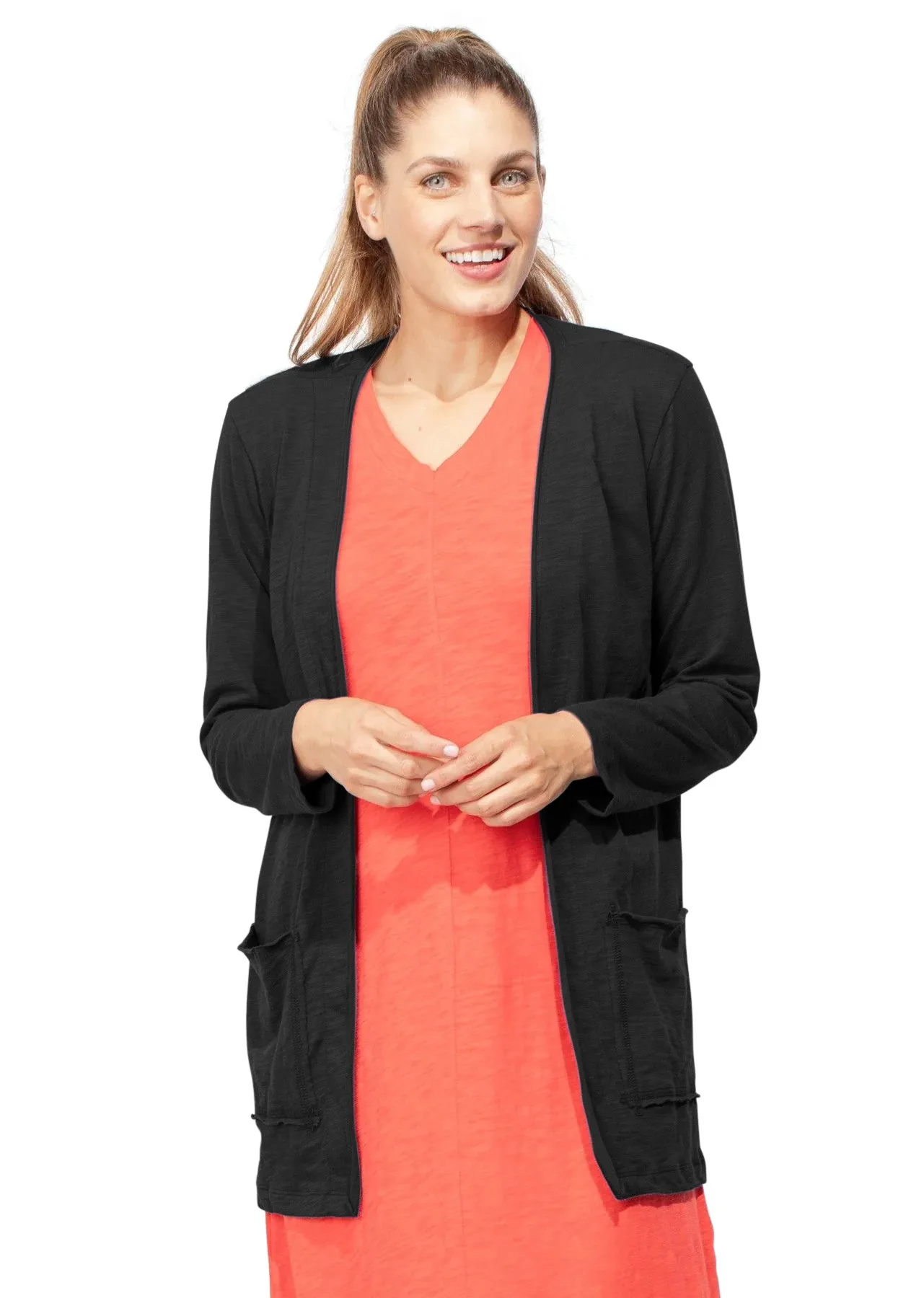 Escape by Habitat Cotton Slub Open Front Cardigan - 10090