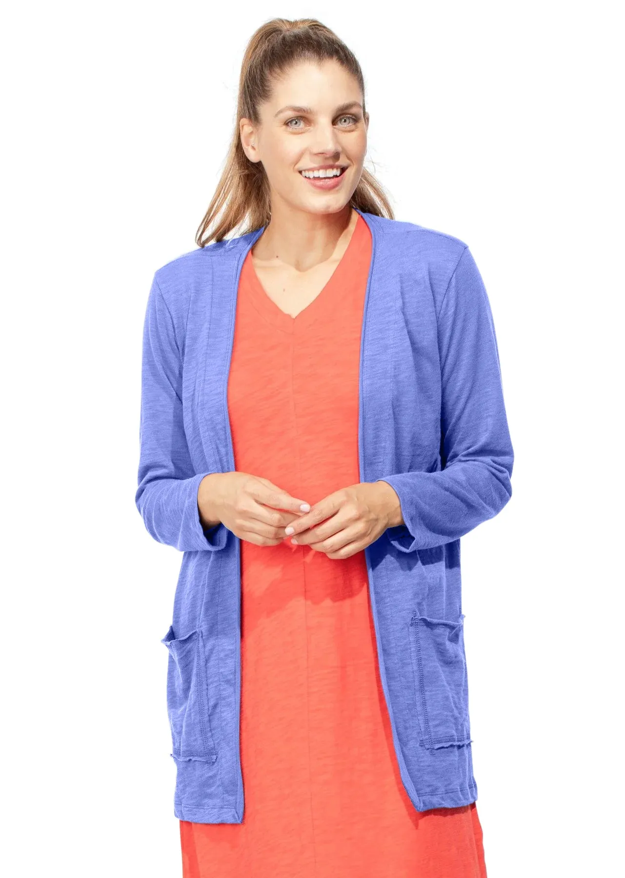 Escape by Habitat Cotton Slub Open Front Cardigan - 10090