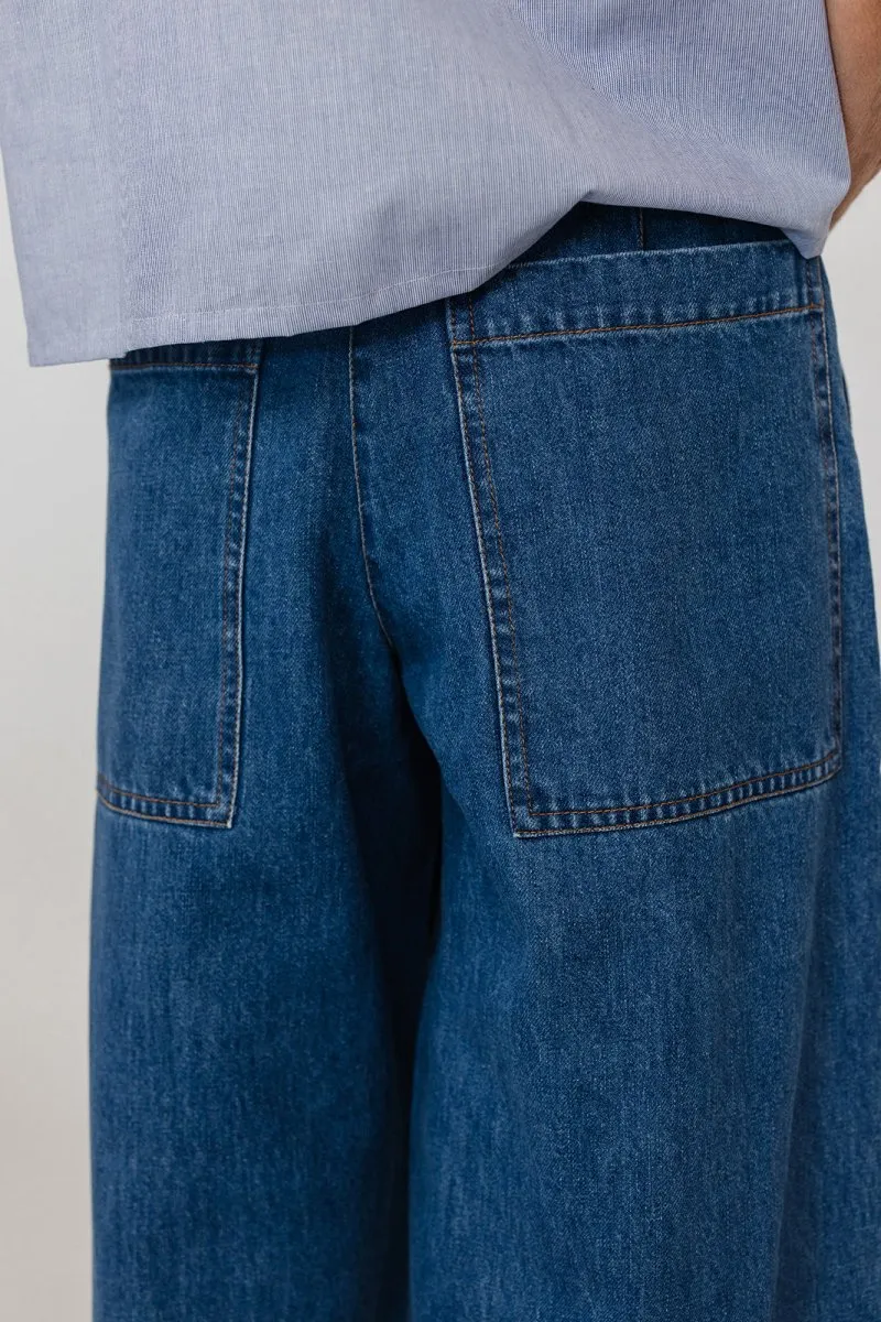 Frankie Pleat Pant in Denim