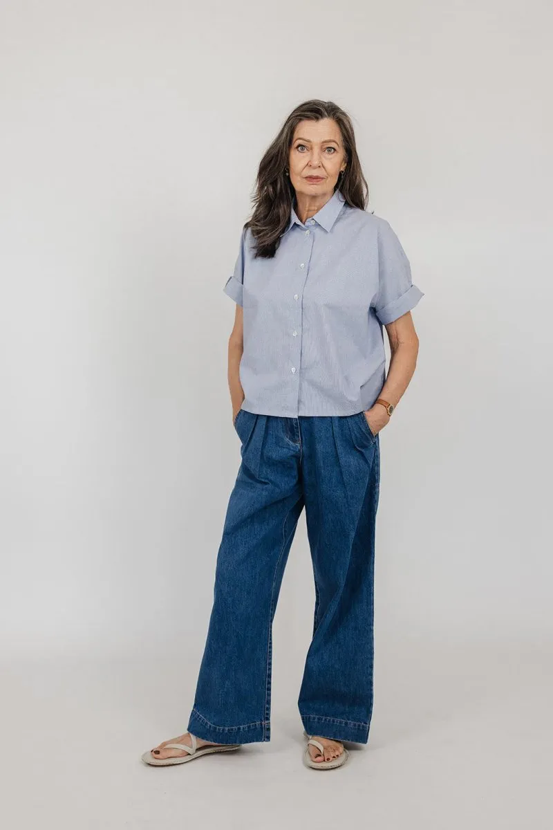 Frankie Pleat Pant in Denim