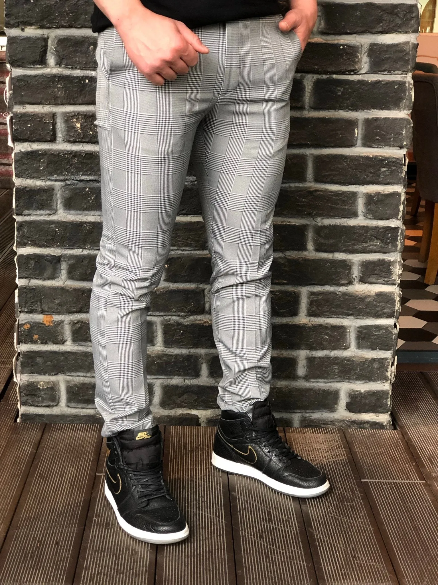 Gray Checkered Slim Fit Casual Mens Pant DJ179 Mens Pant