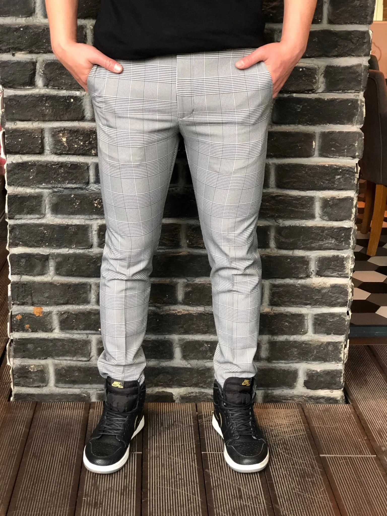 Gray Checkered Slim Fit Casual Mens Pant DJ179 Mens Pant