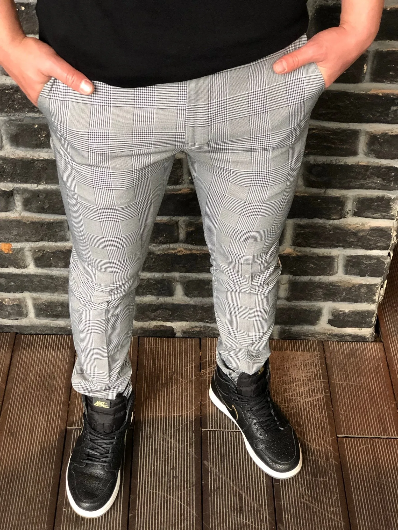 Gray Checkered Slim Fit Casual Mens Pant DJ179 Mens Pant