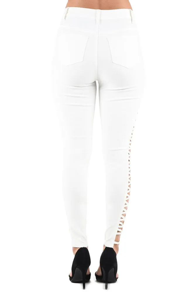 High Waisted Super Stretch X Cut-Out Skinny Pants