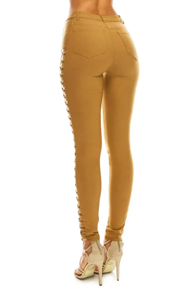 High Waisted Super Stretch X Cut-Out Skinny Pants