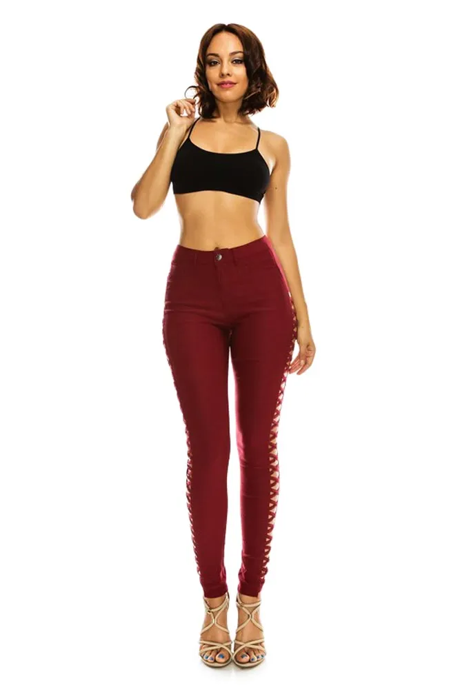 High Waisted Super Stretch X Cut-Out Skinny Pants