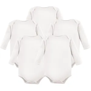 Hudson Baby Cotton Long-Sleeve Bodysuits, White