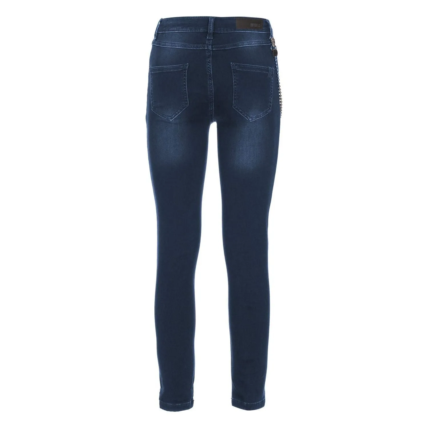 Imperfect Chic Lightly Washed Blue Slim-Fit Jeans with Chain Detail