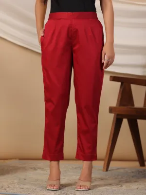 Jashvi Maroon Solid Lycra Women Drawstring Pants With Single Side Pocket