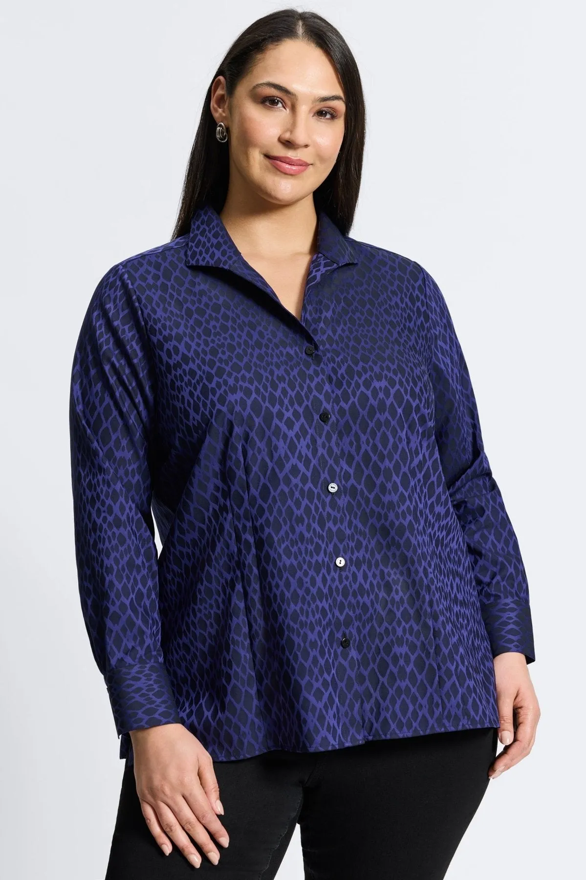 Katie Plus Abstract Snakeskin Jacquard Shirt