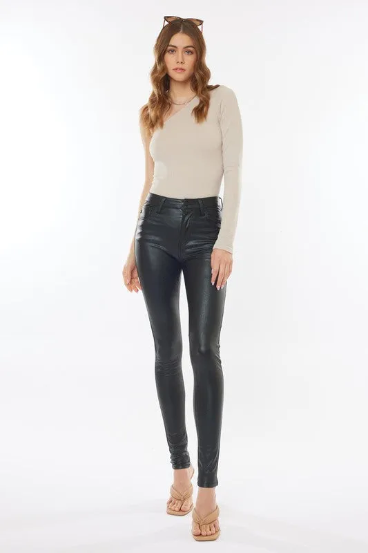 Ledger High Rise Faux Leather Skinny Pants - KanCan