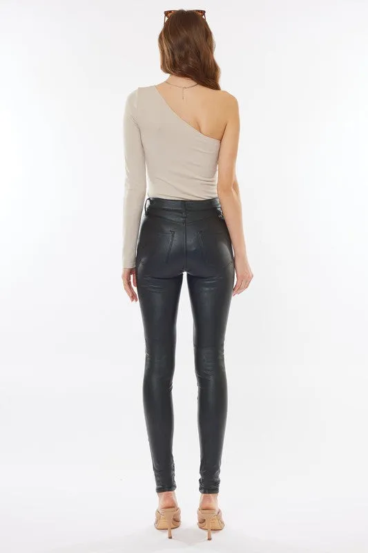 Ledger High Rise Faux Leather Skinny Pants - KanCan